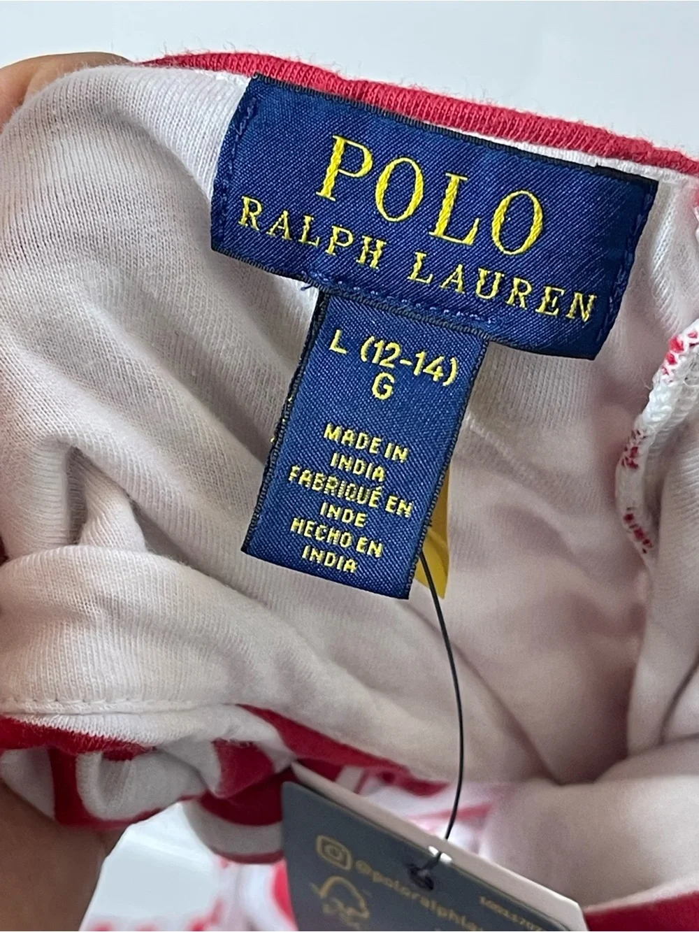 Polo by Ralph Lauren Girls Red & White Striped Ruffle Strap Tiered Dress Size L